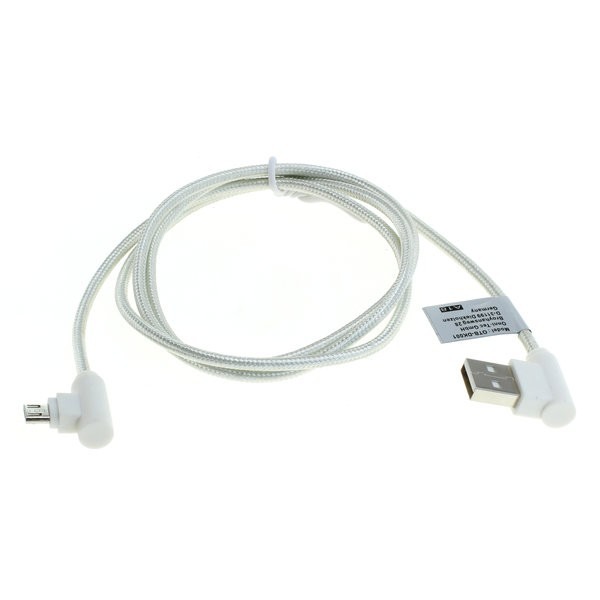 USB Datenkabel Nylon White 90° Stecker f. TomTom Go 50